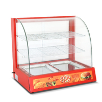 Table commerciale à 2 couches, verre incurvé, affichage de chauffe-aliments électrique, vitrine pour Restaurant