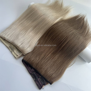 V luce Halo Clip in extension per capelli molto popolari borsa in PVC russa per capelli a doppia macchina capelli umani fatti trame 9A 10A 12A 55CM - Product Image 6