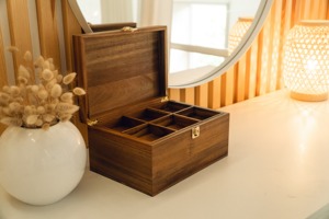 Wood <b>Keepsake</b> Chest Wooden Storage <b>Box</b> with Hinged Lid Wooden <b>Box</b> with Hinged Lid Acacia Wood with Adjustable Tray - Product Image 5
