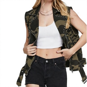 Women's Trendy <b>Cropped</b> Jean Vest Soft Washed <b>Denim</b> Sleeveless Fashion Piece with Private Label Packaging Service - Product Image 1