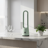 90 °   Ventilateur tour oscillant sans pales, rafraîchisseur et chauffage, avec éclairage LED, à commande tactile, pour la maison
