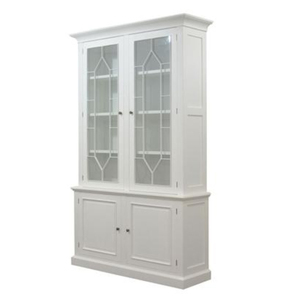 French provincial style Living Room Wooden 2 Glass Doors kitchen display Cabinet