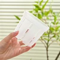 Pots à orchidées en plastique transparents pour le contrôle des racines, 3 tailles, pots de pépinière ronds avec trous de drainage au fond et sur les côtés