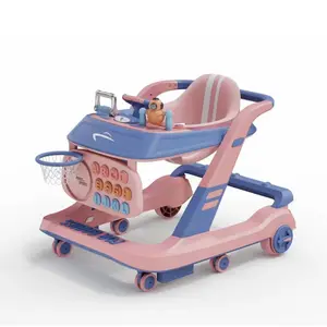 2023 Hot sale car shape music baby walker with basketball hoop/baby multifunction low price 1st step walking toys push car