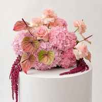 Bunga Mawar Gerbera Pink Minimalis 40cm dari Sutra Buatan, Dekorasi Meja untuk Ulang Tahun, Dapat Dicuci