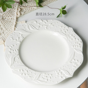 American Rilievo giglio della valle serie pizzo in ceramica occidentale cibo piatto di Pasta piatto da Dessert piatto profondo per la casa - Product Image 6