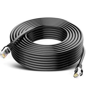Noir 10m <span class=keywords><strong>20m</strong></span> 30m 50m chat <span class=keywords><strong>6A</strong></span> <span class=keywords><strong>Rj45</strong></span> cordon de raccordement en cuivre pur blindé FTP Cat6A cordon de raccordement réseau <span class=keywords><strong>Cat</strong></span> 6 8P8C câble Ethernet pour PC - Product Image 1