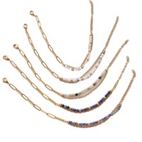 Bracelet d'amitié en pierres naturelles géométriques bohèmes, bijoux fantaisie, chaîne en acier inoxydable plaqué or, cadeau unisexe