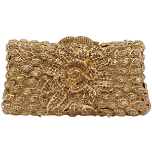 Sac de soirée pour femme en forme d'oreiller, orné de cristaux floraux centraux et de strass, pochette à chaîne amovible pour les fêtes - Product Image 4