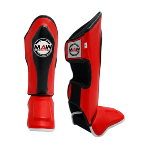 Protège-tibias professionnels MAW en cuir PU pour MMA, protection des jambes pour le kick-boxing, fermeture auto-agrippante, légers, pour adultes - Product Image 3