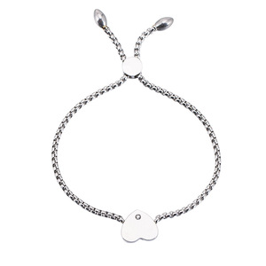 Heart-Shaped Titanium Steel <b>Bracelet</b> <b>Adjustable</b> With Diamond Inlay Unisex Gift Jewelry - Product Image 3