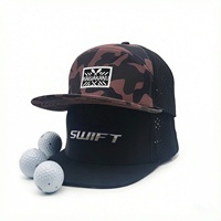 Casquette de golf à visière personnalisée de haute qualité, en maille respirante à séchage rapide, imperméable, à 6 panneaux, avec fermeture à pression, avec évacuation de l'humidité