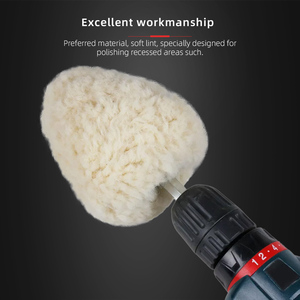 <span class=keywords><strong>SPTA</strong></span> Boule de polissage en laine véritable de 4 pouces avec tige hexagonale de 6 mm pour transformer une perceuse à percussion ou une visseuse à chocs en <span class=keywords><strong>polisseuse</strong></span> haute vitesse - Product Image 6