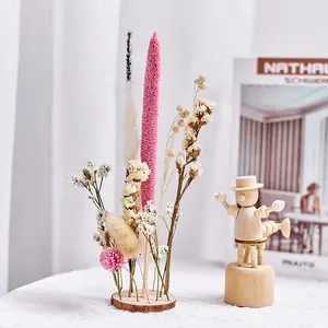 Custom design home garden decoration dried flowers wood ornaments new wooden decoration arts and crafts wood