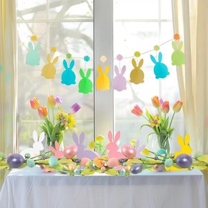 Guirlande souple d'œufs de Pâques artificiels, vigne printanière pastel avec feuilles vertes pour chemin de table, chemin de table de fête, décoration de ferme et de maison - Product Image 4
