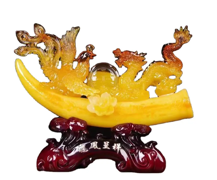 2023 cinese Feng Shui Resin Dragon Phoenix Craft Sculpture Figurine Decorative Animal Mascot Statue Dragon Statue For Home