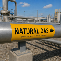 Étiquettes autocollantes imperméables pour identification de tuyaux de gaz naturel, détection de sens de flux, découpées pour pipelines de gaz extérieurs