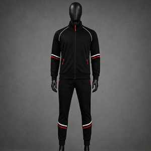 Men Cotton Polyester Tracksuit Quick Dry Fleece Track Suit Zip <b>Up</b> Jogger Set Casual Sportswear - Product Image 1