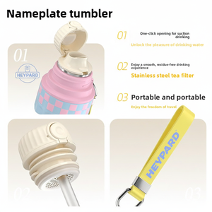 Promozione: Tazza da Viaggio Termica in Acciaio Inox con Isolamento Sottovuoto 24 Ore, Manico, Coperchio, Cucchiaio e Cannuccia, Unisex, Adatta per <span class=keywords><strong>Acqua</strong></span> Bollente - Product Image 4