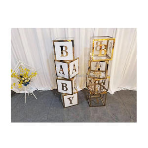 Nuovo modello di decorazioni per palcoscenici per matrimoni Block acrilico scatole per lettere per bambini 30CM scrittura bianca e dorata per la festa della doccia per bambini - Product Image 1