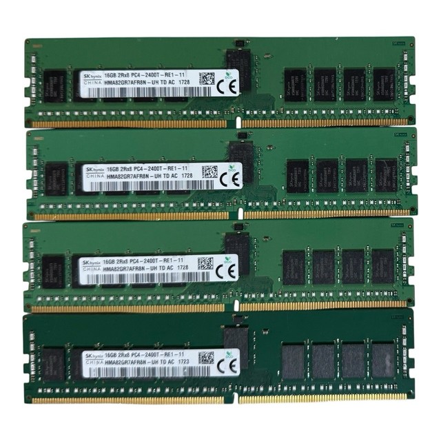 64GB SK Hynix 4x16GB DDR4 ECC RDIMM PC4-2400T 2Rx8 Server RAM HMA82GR7AFR8N