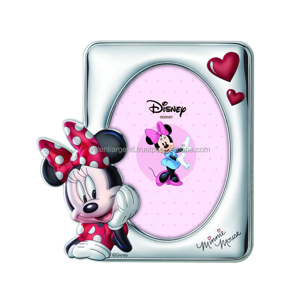 İtalya'da yapılan 100% İtalyan tasarım resmi Disney bayi bebek kız Minnie Mouse gümüş fotoğraf çerçevesi için renkli hediye