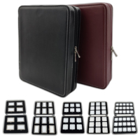 Boîte de rangement portable en cuir PU avec fermeture éclair et bouton-pression en métal pour pierres précieuses et diamants, idéale pour les voyages et les expositions de bijoux