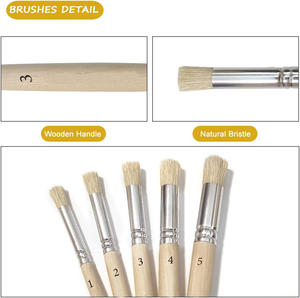 Bview Art Lot de 5 pinceaux à manche en bois à poils naturels <span class=keywords><strong>pour</strong></span> la peinture de maison, - Product Image 4