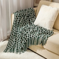 Couvertures de sieste tricotées confortables avec motif géométrique Serviette d'été écologique pour la maison Canapé-lit Bureau Utilisation