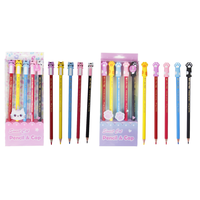 Ensemble de crayons mignons 5 pièces, crayons de couleur en bois à motif de patte de chat de dessin animé, fusée, panda, pour le dessin scolaire et la papeterie cadeau