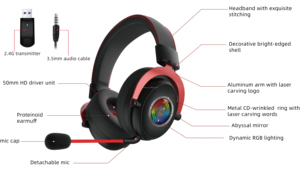 Mới không dây năng động RGB Over-Ear AAC chơi game Tai nghe 7.1 âm thanh vòm không thấm nước JL DJ Sport ps5/PS4/PC chuyển đổi game thủ - Product Image 5