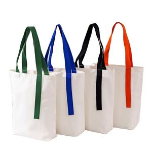 Eco-Friendly Reusable Foldable Travel Shopping Custom Logo Contrast Shoulder Strap Thickened Cotton Pull Closure Medium Size <b>Bag</b> - Product Image 1
