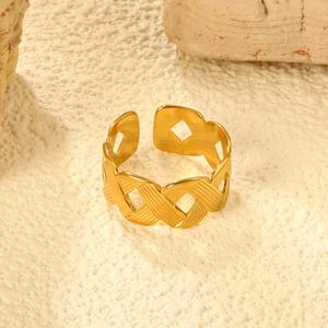 Anillos de Boda Personalizados en Forma de X, Antideslustre, Oro 18k, Acero Inoxidable para Pareja, Diseño Cruzado Multirrayas, Anillos Abiertos Ajustables - Product Image 6