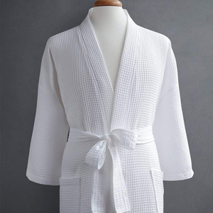 Wholesale Custom 5 Star Hotel Logo White Bath <strong>Robe</strong> Quick Dry Breathable 100% Cotton Kimono <strong>Waffle</strong> Spa Bathrobe - Product Image 3