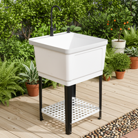 Évier de balcon intégré moderne, rectangulaire, multifonctionnel, durable, écologique, léger, en plastique, détachable pour l'extérieur