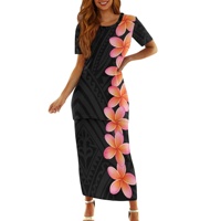 Robes Puletasi Maxi Tropicales Polynésiennes Hawaïennes Personnalisées à Col Rond pour Femmes des Îles du Pacifique, Grandes Tailles, Tendance et Éco-Responsables