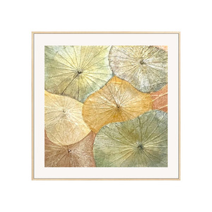 Hand Painted Lotus Leaf Oil Painting Wood <b>Frame</b> Abstract Art Tea Room Wall Decor Modern Minimalist Style - Product Image 3