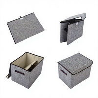 Boîte de rangement pliable en forme de cube avec couvercle, organisateur de chaussures empilable, capacité de 20 à 35 L, conteneur gris pour la maison, multi-usages