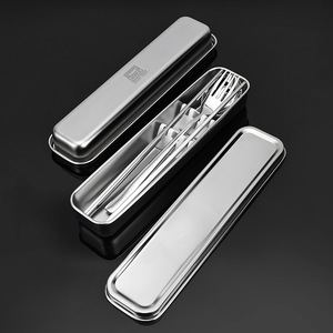 316 ensemble de <span class=keywords><strong>couverts</strong></span> en acier inoxydable boîte de vaisselle Portable <span class=keywords><strong>Design</strong></span> moderne pour Camping étudiant fourchette cuillère baguettes boîte de rangement - Product Image 2