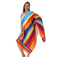 Custom Multicolor Sublimation Striped Beach Towels Microfiber Absorbent Quick Dry Beach Bath Towel with Prints