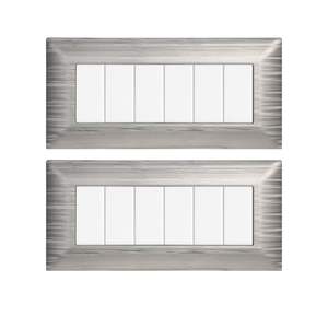 Placca Interruttore a Muro Gloca 6 Vie in Plastica Argento Satinato, Facile Installazione, 2 Pezzi - Product Image 1