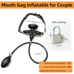 Aufblasbarer Schmetterlings-Mundknebel mit verstellbarem, abschließbarem Riemen und Pumpe – Mundfessel für BDSM-Bondage-Zubehör für erwachsene Paare - Product Image 2
