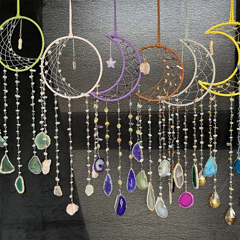 Natural Agate Crystal Chip Dreamcatcher Tree