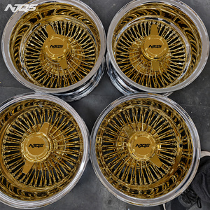 NJQS telli jantlar 13x7/14x7 72 Düz/Çapraz Özel Model 5x114.3 Bijon Aralığı Jantlar Orta Altın Renk Jant Beyaz Yanak Lastik - Product Image 2