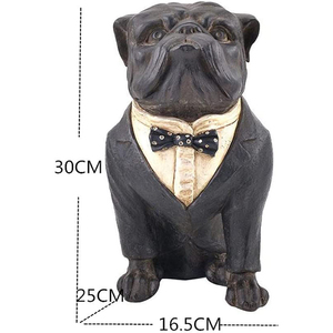 Figurine en résine de <span class=keywords><strong>bouledogue</strong></span> <span class=keywords><strong>noir</strong></span> faite à la main, en costume formel, décoration de bureau, cadeau unique pour hommes et amateurs d'affaires - Product Image 6