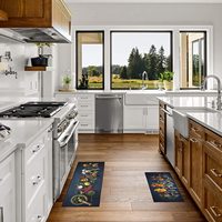 Washable Kitchen Floor Mat Cushioned 2 Set Non Skid Waterproof Print Kitchen Rugs And Carpet