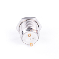 Mini Interruptores de Botón Pulsador Autoblocantes de 16 mm, IP65 Impermeables, 3A, 2 Pines, 1NO, Hechos de Metal, Sin Indicador LED, para Motocicleta