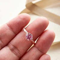 Bijoux fins, bague solitaire en argent sterling 925 plaqué or rose, coupe ronde, 1 carat, VVS GRA, moissanite rose, pour femmes