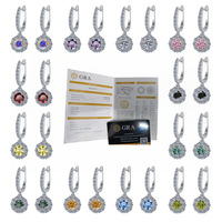 Anting-anting Hoop Berbentuk Bunga Berkilau dengan Kluster Batu, Perak Sterling S925 Berlapis Emas 18K, Potongan Brilian Moissanite, Perhiasan untuk Wanita