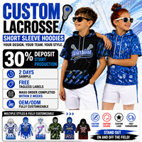 Hoodie Pendek Lengan Pendek Sublimasi Graffiti Es Krim Grosir FQ, Jersey Latihan Lacrosse Polyester, Seragam Lacrosse Remaja
